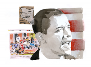 1 - Obama KENYA - Techniques mixtes sur papier - 42x29.7cm - Cathy Doutreligne
